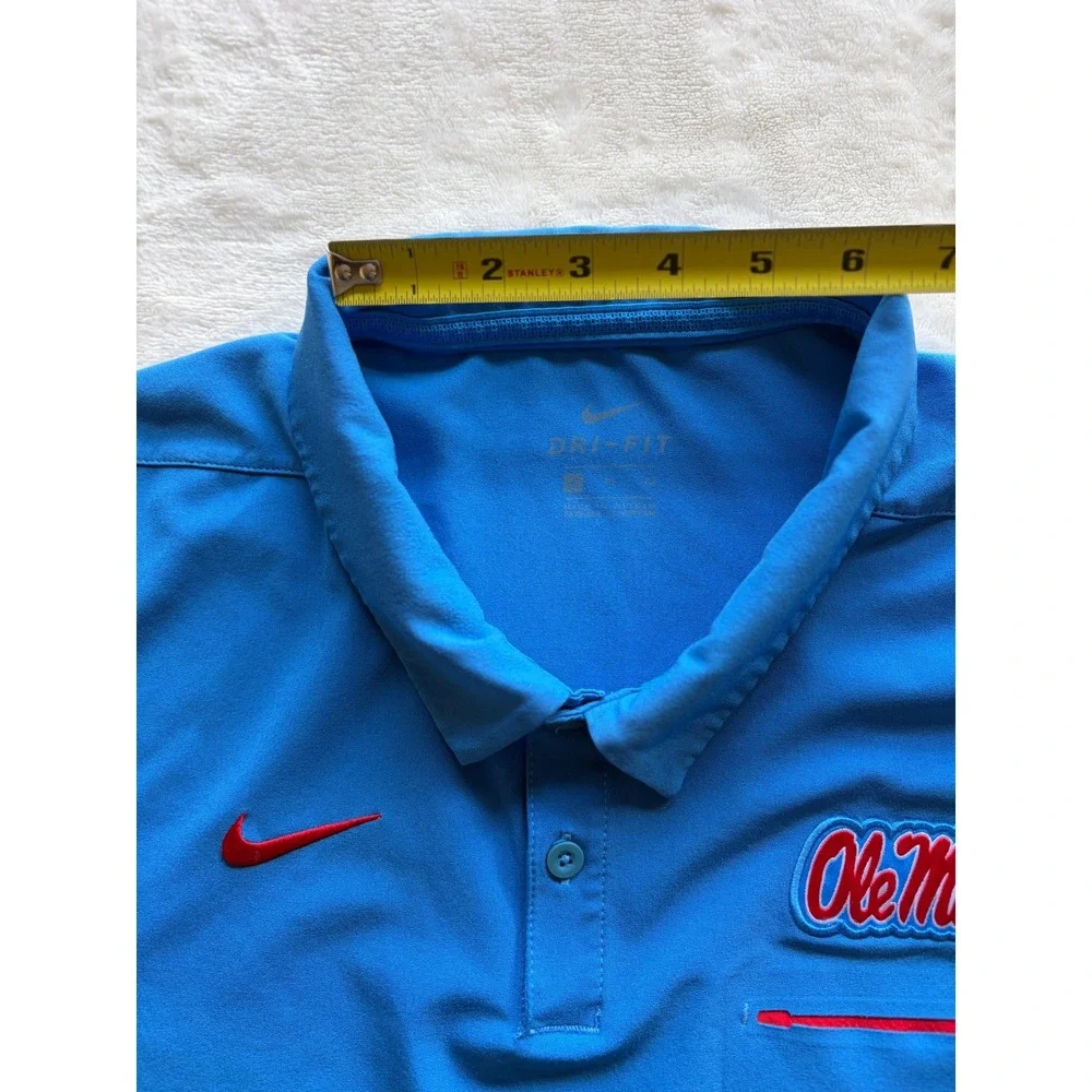 Nike Blue Ole Miss Rebels Dri-FIT Sideline Pocket Polo Shirt Mens XL Excellent